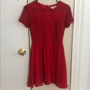 Red lace mini dress